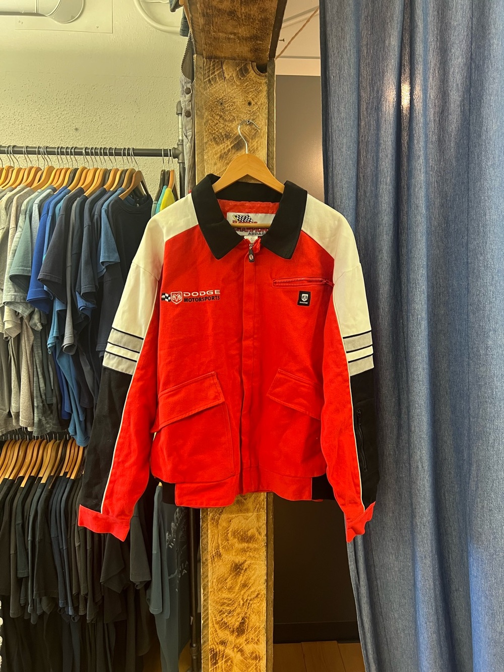 Vintage NASCAR Racing Champions Apparel Red, Black And White Bomber Jacket